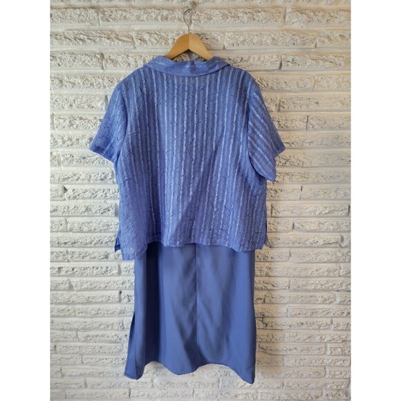CM Shapes Women Dress 2XWP Plus Petite with Sheer Crepe Overlay Top BLU27E - Picture 7 of 13